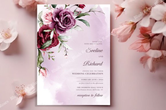 Download Boho Watercolor Red Maroon Roses Invite - Premium Resources