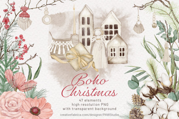 Download Christmas Boho Watercolour Clipart - Boho watercolour Collection