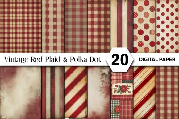 Download Red Plaid &amp; Polka Dot Junk Journal Kit - Junk journal Collection