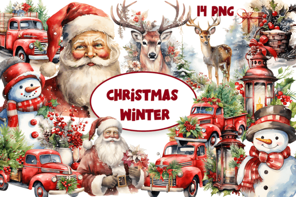 Download Watercolor Christmas Vintage Clipart - Vintage clipart Collection
