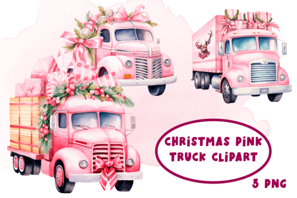 Download Pink Christmas Car Vintage Clipart - Vintage clipart Collection