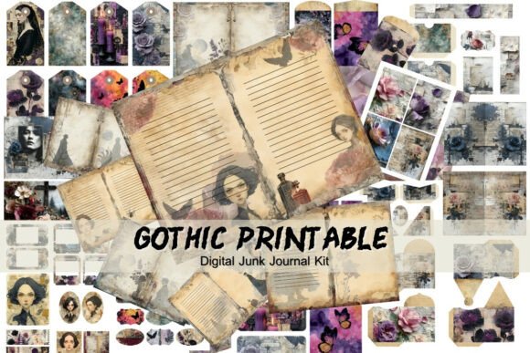 Download Gothic Junk Journal Kit Instant Download - Junk journal Collection