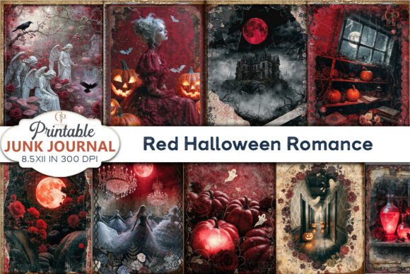 Download Red Halloween Romance Junk Journal Pages - Junk journal Collection