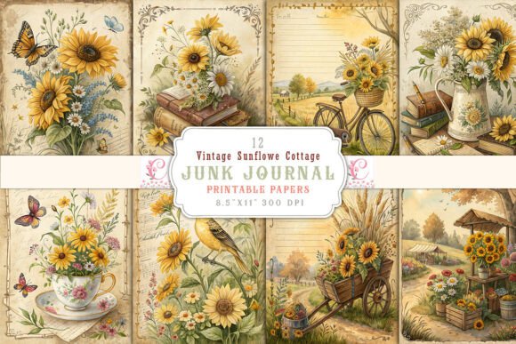 Download Vintage Sunflower Cottage Junk Journal - Junk journal Collection