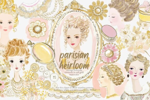 Download Parisian Vintage Clipart Set - Vintage clipart Collection