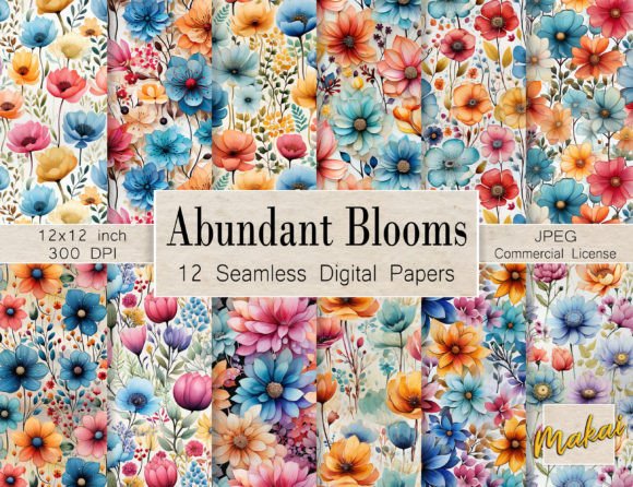 Download Boho Watercolor Flower Seamless Patterns - Premium Resources