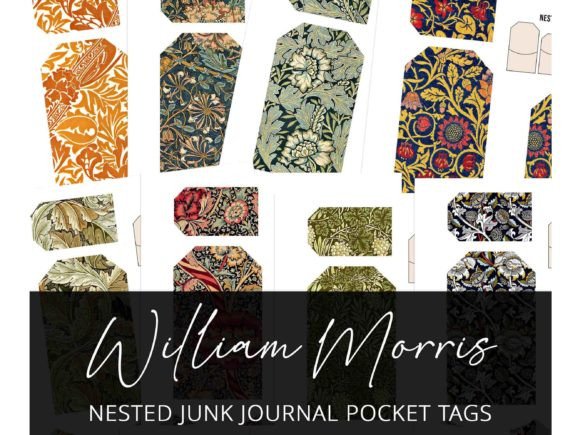 Download William Morris Junk Journal Pocket Tags - Junk journal Collection