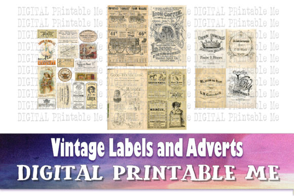 Download Vintage Labels Adverts Junk Journal Kit - Junk journal Collection